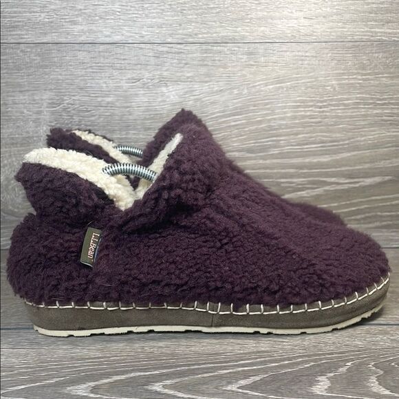 L.L.Bean Cozy Sherpa Fleece Plum Purple Women’s Sz 10M Slip On Slipper Booties - Picture 1 of 11